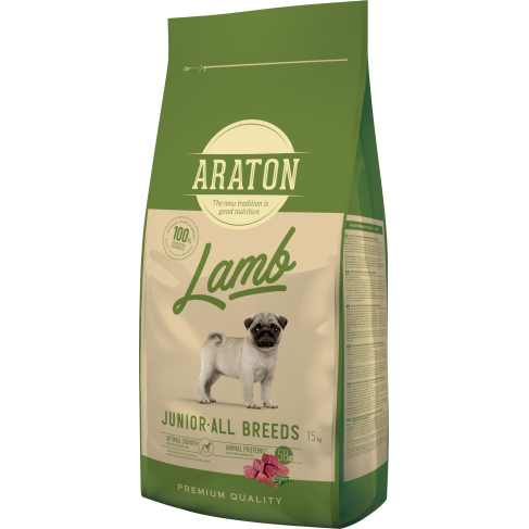 Полноценный сухой корм для молодых собак с ягнятиной и рисом ARATON LAMB Junior All Breeds 15кг - фото 1