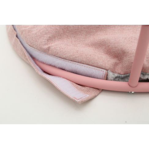 Складной лежак для домашних животных MISOKO Pet bed round plush, 45x45x22 cm, pink - фото 4