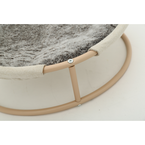 Складной лежак для домашних животных MISOKO Pet bed round plush, 45x45x22 cm, темно-коричневая шерсть - фото 3
