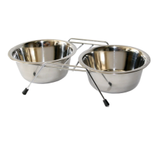 Подставка с двумя металлическими мисками KIKA, 0,45л
