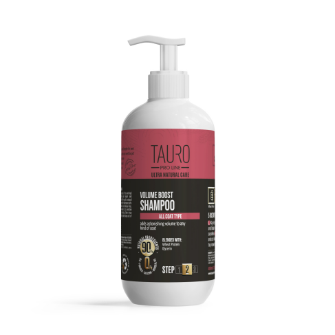 Шампунь для надання об'єму шерсті собак та котів TAURO PRO LINE Ultra Natural Care Volume Boost Shampoo, 400 мл - фото 1 Шампунь для надання об'єму шерсті собак та котів TAURO PRO LINE Ultra Natural Care Volume Boost Shampoo, 400 мл - фото 1