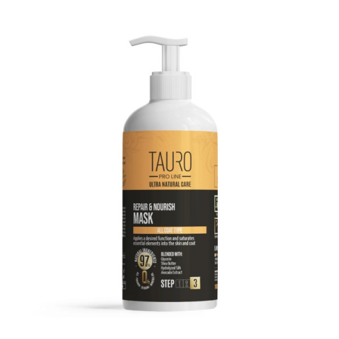 Маска восстановления и питания для кожи и шерсти собак и кошек TAURO PRO LINE Ultra Natural Care Repair and Nourish Mask 1000 мл - фото 1