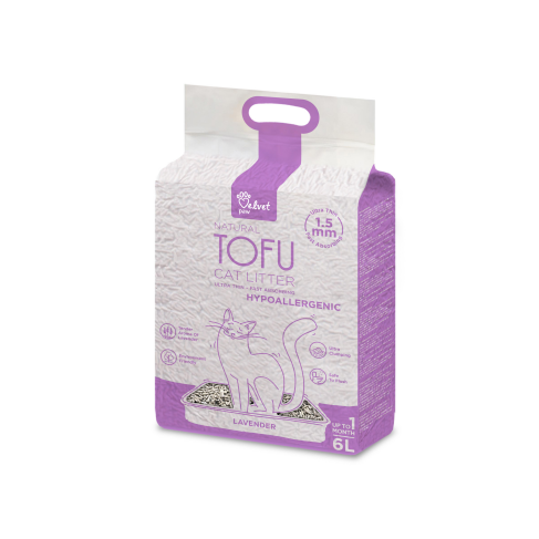Наполнитель туалетов для кошек, подверженных аллергии Velvet Paw TOFU с экстрактом лаванды, 6л/2,6 кг - фото 1