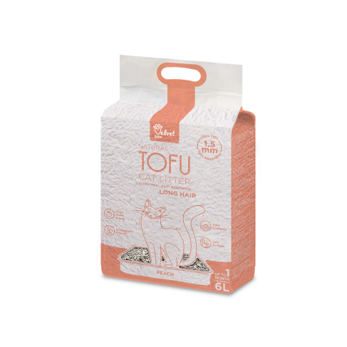 Наполнитель туалетов для длинношерстных кошек Velvet Paw TOFU с экстрактом персика, 6л/2,6 кг - фото 1