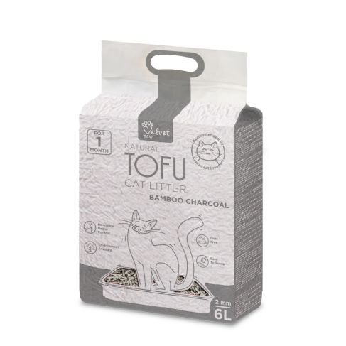 Наполнитель для кошачьих туалетов Velvet Paw TOFU с бамбуковым углем, 6л/2,6 кг - фото 1