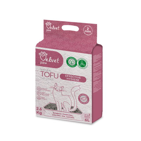 Наполнитель туалетов для кошек Velvet Paw TOFU с бамбуковым углем, 6л/2,6 кг - фото 1