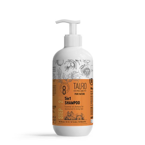 Увлажняющий шампунь для собак и кошек Tauro Pro Line Pure Nature 5in1, 400 ml - фото 1 Увлажняющий шампунь для собак и кошек Tauro Pro Line Pure Nature 5in1, 400 ml - фото 1