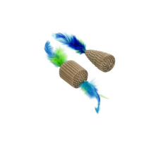 HIPPIE PET Набор картонных игрушек для котов с перьями синие 6-10 см, 2 шт HIPPIE PET Набор картонных игрушек для котов с перьями синие 6-10 см, 2 шт