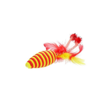 HIPPIE PET Игрушка для котов Мышка с перьями красная 16,5 см