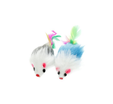 HIPPIE PET Игрушка для котов Мышки с перьями пушистые разноцветные 9 см, 2 шт