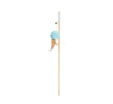 HIPPIE PET Игрушка для котов Удочка с мячиком из веревки и перьев синяя 40 см HIPPIE PET Игрушка для котов Удочка с мячиком из веревки и перьев синяя 40 см
