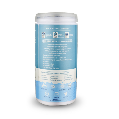 Серветки вологі Pet Clean PET WATERLESS SHAMPOO WIPES для домашніх тварин, швидке очищення складок з медово-вівсяним ароматом 50 шт. - фото 2