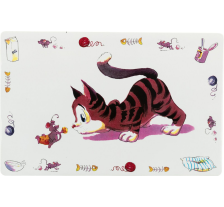 Коврик Trixie Comic Cat под миски для кошек, пластиковый, 44х28 см