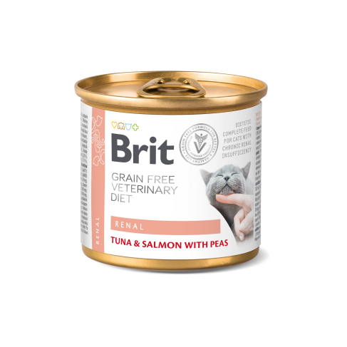 Вологий корм Brit GF VetDiet Renal для котів, при хронічній нирковій недостатності, з тунцем, лососем з горохом, 200 г - фото 3