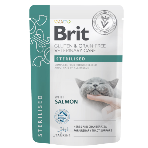Корм влажный Brit GF VD Care Sterilised для кошек с лососем 85 г - фото 1