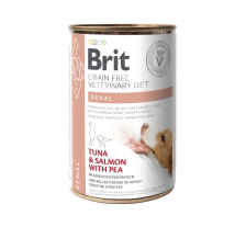Влажный корм Brit GF VetDiet Renal для собак, при хронической почечной недостаточности, тунец, лосось и горошек, 400 г Влажный корм Brit GF VetDiet Renal для собак, при хронической почечной недостаточности, тунец, лосось и горошек, 400 г