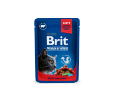 Влажный корм Brit Premium Cat Pouch для кошек, с тушеной говядиной и горошком, 100 г Влажный корм Brit Premium Cat Pouch для кошек, с тушеной говядиной и горошком, 100 г