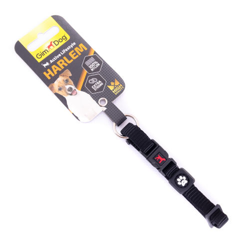 Нашийник GimDog Harlem для собак, нейлон, чорний, 1х20-30 см - фото 1 Нашийник GimDog Harlem для собак, нейлон, чорний, 1х20-30 см - фото 1