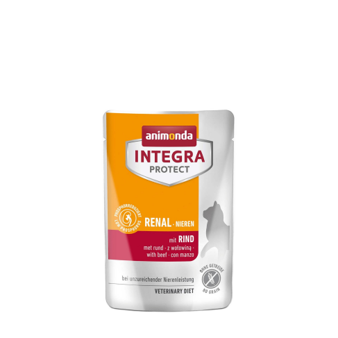 Корм вологий ветеринарний для котів Integra Protect Renal pouches with beef при хворобах нирок, з яловичиною, пауч, 85 г - фото 1