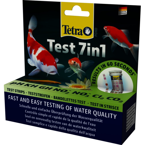 Набір індикаторних тестів Tetra Pond Test 7in1 для ставка, для перевірки показників якості води, 25 шт - фото 1