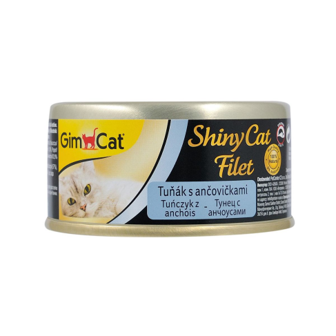 Влажный корм GimCat Shiny Cat Filet для кошек, тунец и анчоус, 70 г - фото 1