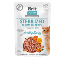 Влажный корм Brit Care Cat Pouch для стерилизованных кошек, филе в соусе, кролик, 85 г Влажный корм Brit Care Cat Pouch для стерилизованных кошек, филе в соусе, кролик, 85 г