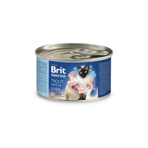 Влажный корм Brit Premium by Nature для кошек, с форелью и печенью, 200 г - фото 1