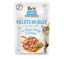 Влажный корм Brit Care Cat Pouch для кошек, в желе, нежная индейка с креветками, 85 г Влажный корм Brit Care Cat Pouch для кошек, в желе, нежная индейка с креветками, 85 г