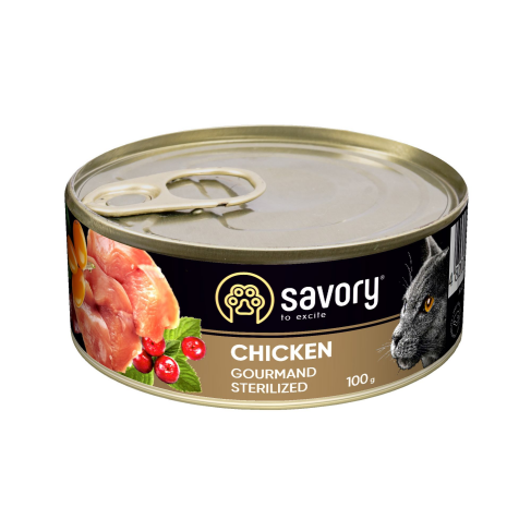 Вологий корм Savory для стерилізованих котів, з куркою, 100 г - фото 1