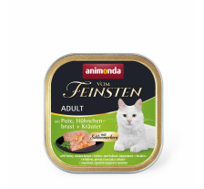Влажный корм Animonda Vom Feinsten для взрослых кошек, с индейкой, куриной грудкой и травами, 100 г Влажный корм Animonda Vom Feinsten для взрослых кошек, с индейкой, куриной грудкой и травами, 100 г