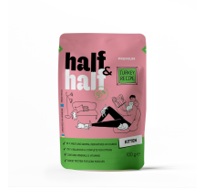 Корм влажный Half&Half для котят, кусочки с индейкой в желе в форме пауча, 100 г Корм влажный Half&Half для котят, кусочки с индейкой в желе в форме пауча, 100 г