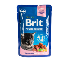 Влажный корм Brit Premium Cat pouch для котят, белая рыба, 100 г