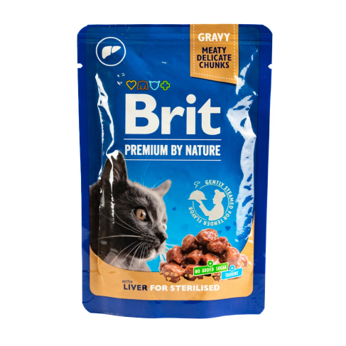 Влажный корм Brit Premium Cat pouch для стерилизованных кошек, печень, 100 г - фото 4