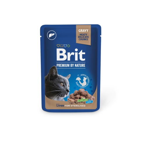Влажный корм Brit Premium Cat pouch для стерилизованных кошек, печень, 100 г - фото 1