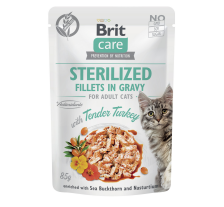 Корм влажный для стерилизованных кошек Brit Care Cat Sterilized филе в соусе с индейкой, пауч, 85 г Корм влажный для стерилизованных кошек Brit Care Cat Sterilized филе в соусе с индейкой, пауч, 85 г