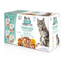 Корм влажный для стерилизованных кошек Brit Care Flavour box Sterilized филе в соусе, набор паучей 12 х 85 г Корм влажный для стерилизованных кошек Brit Care Flavour box Sterilized филе в соусе, набор паучей 12 х 85 г