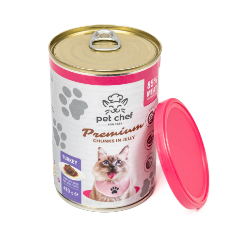 Корм вологий для дорослих котів Pet Chef, шматочки в желе з індичкою 415 г - фото 3