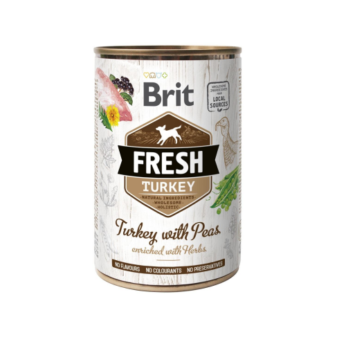 Консервированный корм Brit Fresh Turkey/Peas для собак, с индейкой и горошком, 400 г - фото 1
