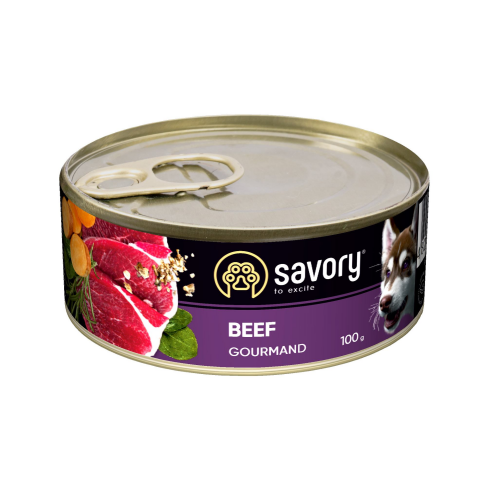 Влажный корм Savory для взрослых собак всех пород, с говядиной, 100 г - фото 1