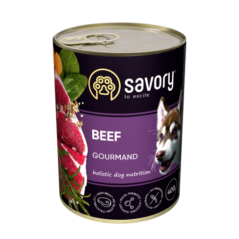 Вологий корм Savory для дорослих собак усіх порід, з яловичиною, 400 г - фото 1