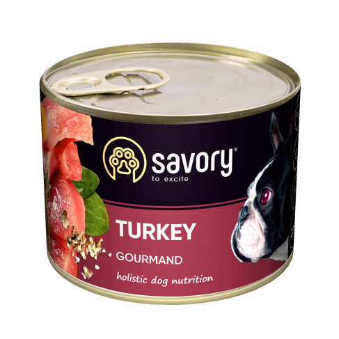 Влажный корм Savory для взрослых собак всех пород, с индейкой, 200 г - фото 1