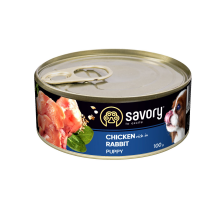 Влажный корм Savory для щенков всех пород, с кроликом и курицей, 100 г