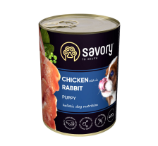 Влажный корм Savory для щенков всех пород, с кроликом и курицей, 400 г