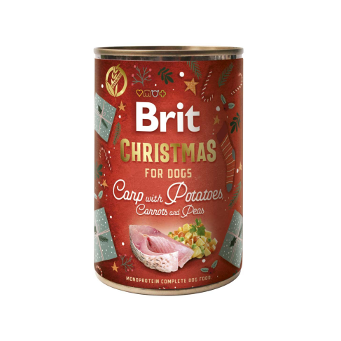 Корм вологий для собак Brit Mono Protein Christmas Carp with Potatoes різдвяна вечеря з коропом і картоплею 400 г - фото 1
