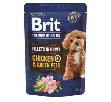 Корм влажный Brit Premium Fillets in Gravy Chicken & Green Peas для собак малых пород филе в соусе курица и горошек 85 г Корм влажный Brit Premium Fillets in Gravy Chicken & Green Peas для собак малых пород филе в соусе курица и горошек 85 г
