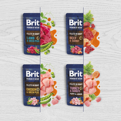 Корм вологий Brit Premium Fillets in Gravy Turkey &amp; Carrots Puppy для цуценят малих порід філе в соусі індичка і морква 85 г - фото 4