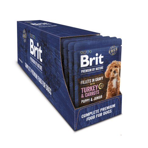 Корм вологий Brit Premium Fillets in Gravy Turkey &amp; Carrots Puppy для цуценят малих порід філе в соусі індичка і морква 85 г - фото 3