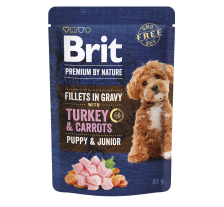 Корм влажный Brit Premium Fillets in Gravy Turkey & Carrots Puppy для щенков малых пород филе в соусе индейка и морковь 85 г Корм влажный Brit Premium Fillets in Gravy Turkey & Carrots Puppy для щенков малых пород филе в соусе индейка и морковь 85 г