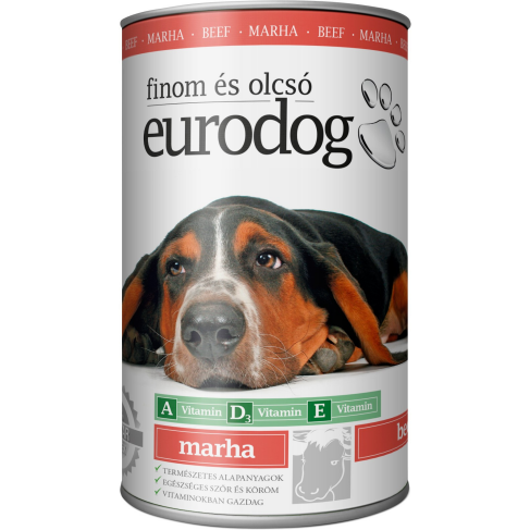 Корм влажный EuroDog Beef для собак кусочки в желе с говядиной 415 г - фото 1