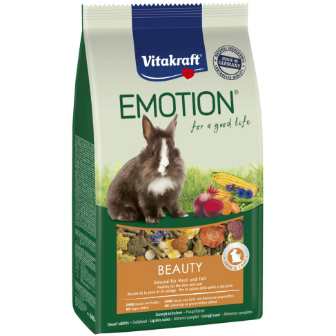 Корм Vitakraft Emotion Beauty Selection для длинношерстных кроликов, для кожи и шерсти, 600 г - фото 1